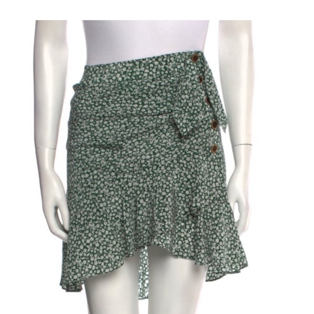 Veronica Beard Floral Green Mini Skirt